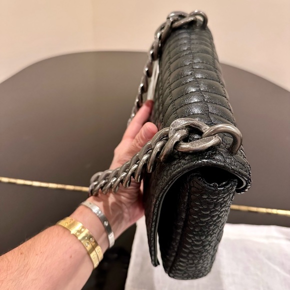 NWT RARE Zara Black Croc Embossed Faux Leather Shoulder Bag - Picture 13 of 17